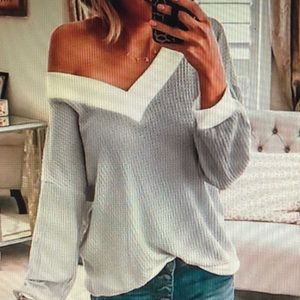 Grey Waffle Knit Sweater